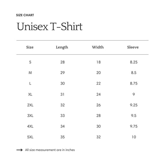 a chart showing the size and measurements of a t - shirt