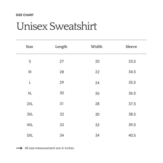 a table with measurements for different types of sweats