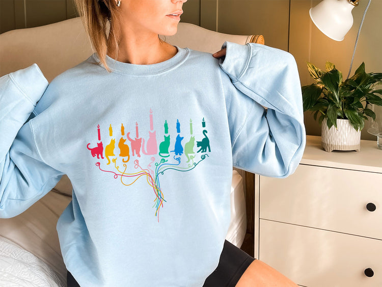 Cat Menorah Hanukkah Sweatshirt