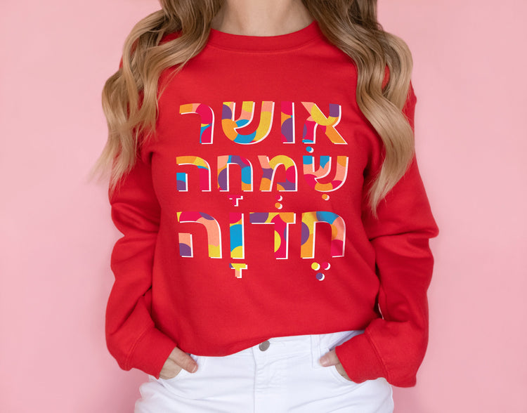 Happiness Joy Delight חדוה שמחה ברוך Sweatshirt