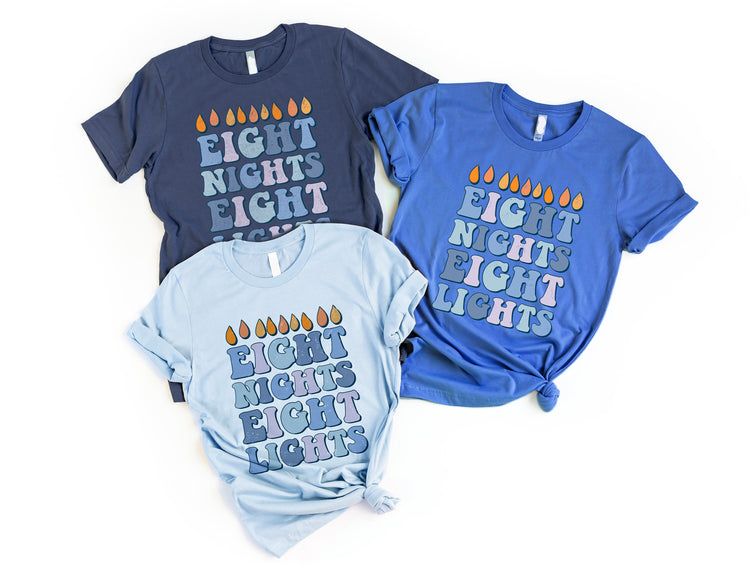 Eight Nights Eight Lights Hanukkah T-Shirt