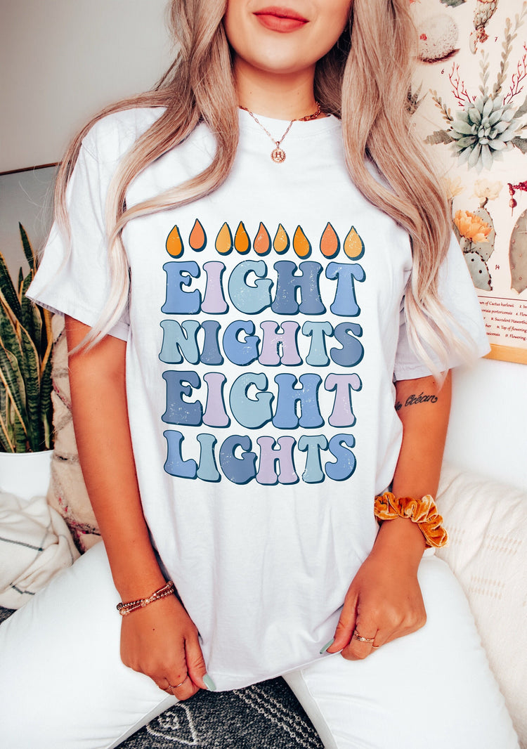 Eight Nights Eight Lights Hanukkah T-Shirt