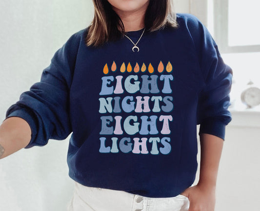 Eight Nights Eight Lights Hanukkah Sweatshirt