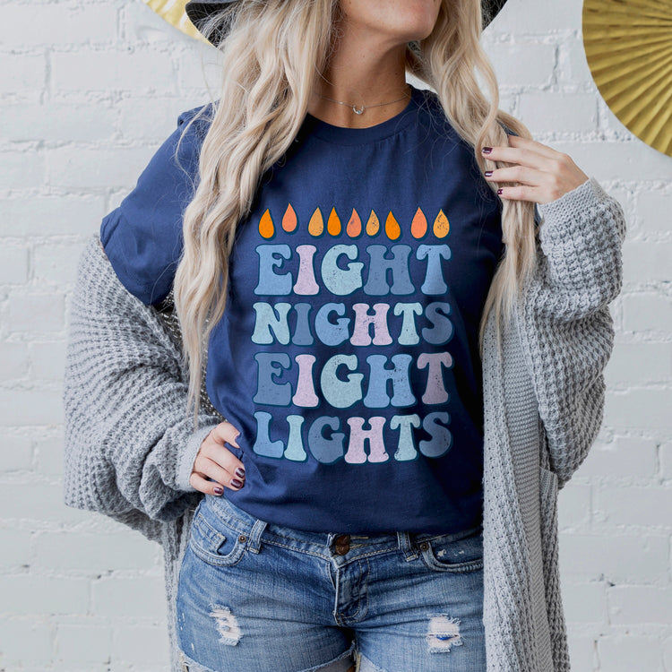 Eight Nights Eight Lights Hanukkah T-Shirt