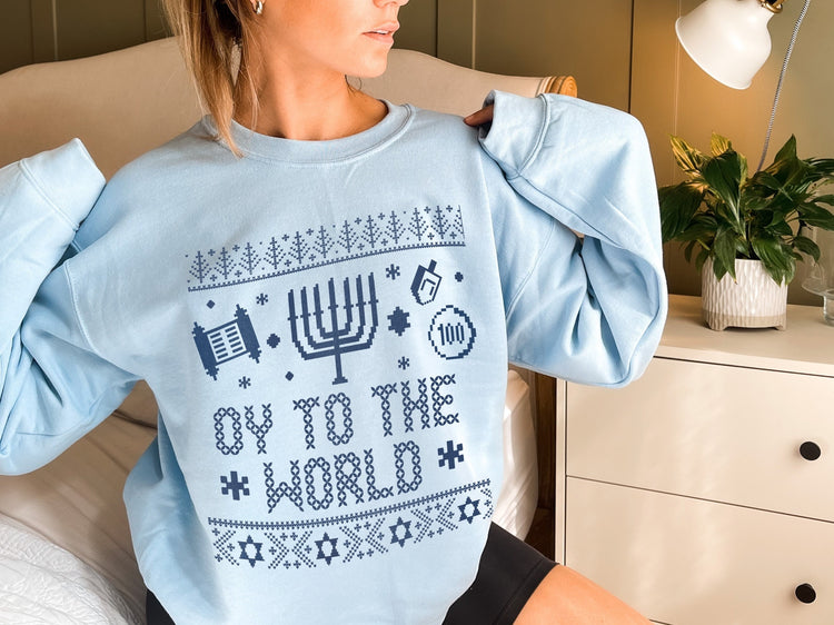 Hanukkah Ugly Sweatshirt Oy To The World