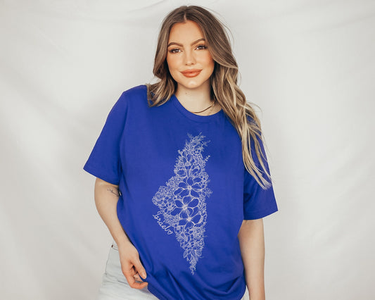 Floral Israel Map T-Shirt