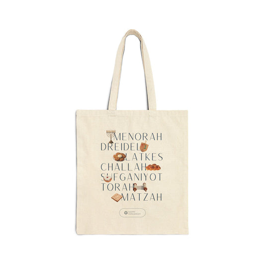 Hanukkah Dreidel Menorah Challah Tote Bag