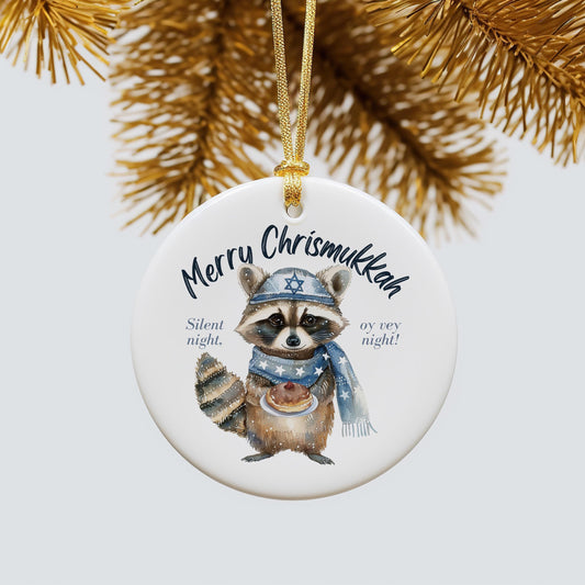 Merry Chrismukkah Racoon Ornament