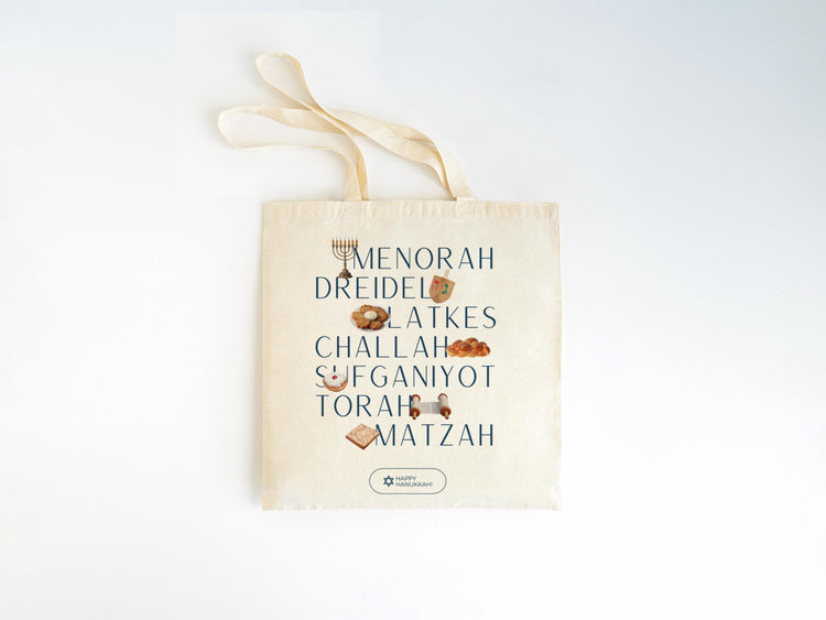 Hanukkah Dreidel Menorah Challah Tote Bag