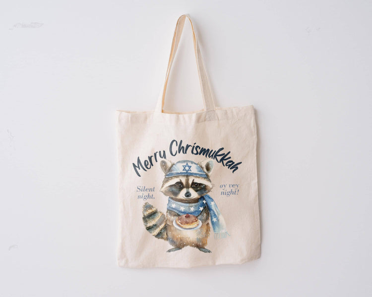 Merry Chrismukkah Racoon Tote Bag